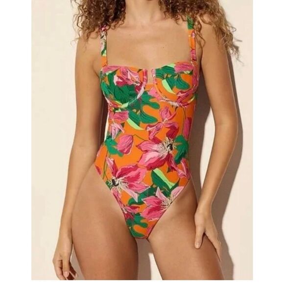 Express Floral Balconette Body Contour One-piece Swimsuit size M - Picture 9 of 10